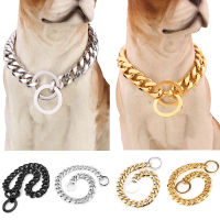 15mm Stainless Steel Dog Chain Metal Training Gold Silver Slip Pet Dog Collars for Large Dogs Pitbull Retriever Free Shipping