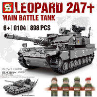 ProudNada Toys ของเล่นเด็ก ตัวต่อเลโก้ รถถัง  S SY BLOCK LEOPARD2A7+ MAIN BATTLE TANK SURVIVAL WAREFARE 898 PCS NO.0104