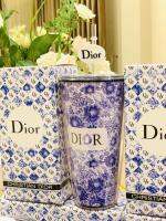 แก้วน้ำ แก้วลาย Dior สวยหรูดูแพงมาก ลายแก้วดีงามเริ่ดปังเลยจ้า งานมาพร้อมหลอด+ยางตกแต่งหลอด