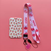 Fruit Peach Girls Name Credit Card ID Holder Student Women Travel Card Cover Badge Gift Accessories Work Name Card Holder