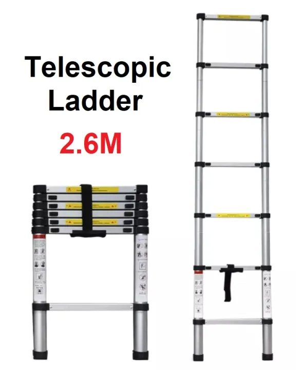 2.6M / 8.5 FT Telescopic foldable Ladder folding aluminum ladder, Easy