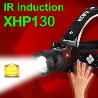 หัวไฟฉาย Led XHP130ทรงพลังสูงสามารถชาร์จได้18650ไฟหน้ารถมอเตอร์ไซค์แบบ LED หลอดไฟหน้าโคมไฟตกปลาใหม่ล่าสุด