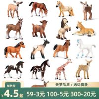 【STCOK】 Simulated Animal Cub Wild Baby Giraffe Fox Sika Deer White-Tailed White Horse Childrens Cognitive Toy Model