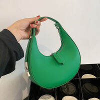 Half-Moon สีเขียว PU หนัง Crossbody กระเป๋าสั้นสำหรับผู้หญิง2023กระเป๋าถือและกระเป๋าขนาดเล็ก S ไหล่ Totes Springhot