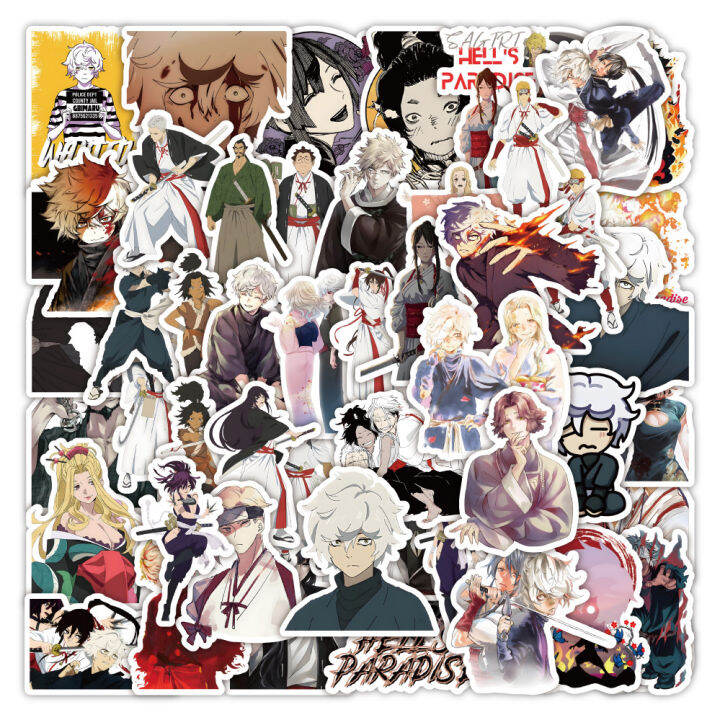 hells-paradise-jigokuraku-sticker-gabimaru-52-pcs-สุขาวดีอเวจี-กาบิมารุ-สติ๊กเกอร์-สติ๊กเกอร์การ์ตูน-สติกเกอร์อนิเมะ-ของเล่น-ของสะสม-diy