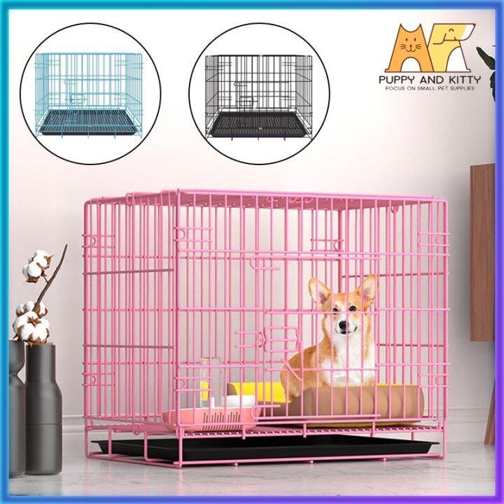 r36yve5k Dog Cage foldable with Poop Tray Heavy Duty Dog cat Collapsible Cage Foldable Pet Cage