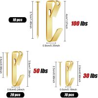 100Pcs/Set Golden Sawtooth Picture Frame Hanger Hanging Photo Wall Oil Painting Mirror Saw Tooth Hooks With Screws