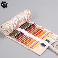 New 12/24/36/48/72 Holes Roll Colored Pencil Case Kawaii School Canvas Pen Bag for Girl Boy Cute Large Pencilcase Box Stationery