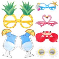 【lz】▲  Abacaxi Hawaiian Sunglasses Themed Novidade Óculos engraçados Beach Party Outros Adultos Fancy Dress 6 Pcs