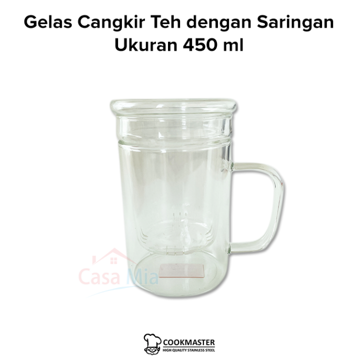 Gelas Kaca Teh Dengan Saringan 450 Ml Lazada Indonesia 6094