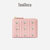 SeaGloca - กระเป๋าสตางค์ Bifold สำหรับผู้หญิง สไตล์เกาหลีใหม่ ปักลาย เรียบง่าย น่ารัก ครอป No.1371