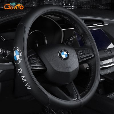 GTIOATO หุ้มพวงมาลัยรถยนต์ 38CM ปลอกหุ้มพวงมาลัยรถยนต์ หนัง PU ที่หุ้มพวงมาลัยรถยนต์ ปลอกหุ้มพวงมาลัย สำหรับ BMW E39 E36 E46 F10 F30 E90 E30 E60 G20 X1 X3 X5 X4 Z4 M8 M3 X7 M5 X6 M4