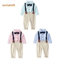 lontakids เด็กทารกชุดเสื้อผ้าเสื้อลาย Bowtie กางเกงสายโยงเยงชุดเด็กวัยหัดเดินสุภาพบุรุษชุดสูทสำหรับเด็ก9542