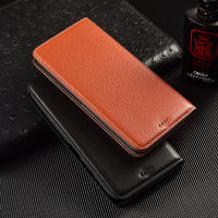Litchi Texture กระเป๋าสตางค์หนังแท้แบบแม่เหล็กสำหรับ iPhone 14 13 Mini I14 14 Plus 13 Pro Max Plus Case