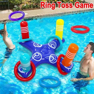 ITEMICH Children Summer 4PCS Rings Water Toy Plaything Air Mattress Party Props Swimming Pool Floating Ring Throw Pool Game Ring Toss Game Inflatable