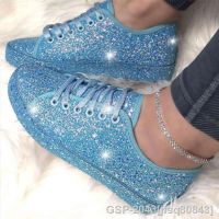 Jfsq80843ผู้หญิงแบนรองเท้ายางดิบขึ้นแวว Sparkling Zapatillas Mujer