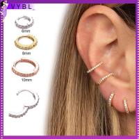 VYBL 1PC Punk Rook Helix Cartilage Tragus ซิลเวอร์ โกลด์ โรสโกลด์ ต่างหูฮักกี้ฮูป เครื่องประดับร่างกาย CZ เจาะหู แหวนจมูก