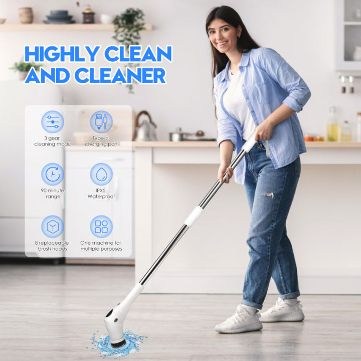 Electric Spin Scrubber, Leebein 2023 Cordless Cleaning Brush With Long ...