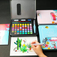 36/48 ชุดระบายสีน้ำ ชุดกล่องสีพร้อมแปรง watercolor set อุปกรณ์ศิลปะฟรี 7 ชิ้น paint brush set