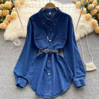 Joinyouth Fashion Denim Dress Women 2022 New Slim Robe Sashes Single-breasted Vintage Shirt Dresses Korean Casual Mini Vestidos