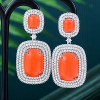 GODK Korea Trendy Turquoise Earring For Women Accessories Full Cubic Zircon Earrings pendientes mujer moda 2024