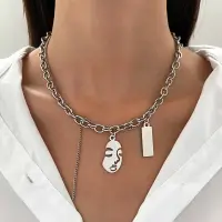 [COD] European and ins abstract face necklace female fashion temperament funny personality portrait pendant clavicle chain hip-hop