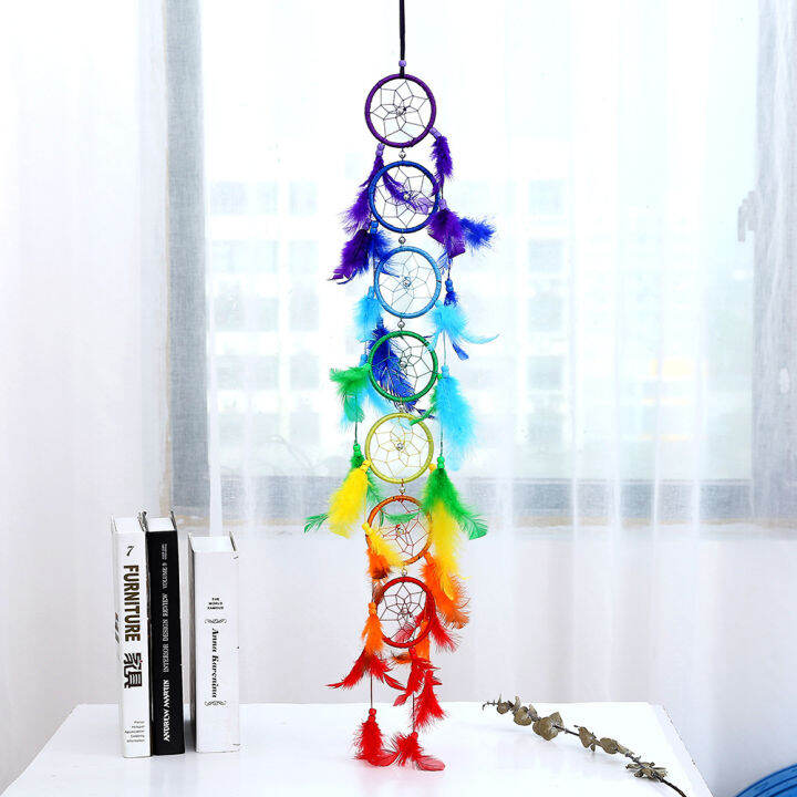 rainbow-feather-dreamcatcher-dream-catcher-decorative-ตาข่ายขนนกดักฝัน-สีรุ้ง-ขนนก-ดักฝัน-ตาข่ายดักฝัน-ตาข่ายขนนก-ขนนกสีรุ้ง-เครื่องดักฝัน-ที่จับฝัน-ดักจับฝัน