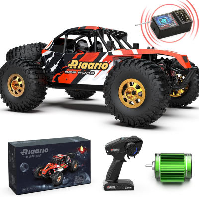 RIAARIO 1:12 RTR Brushless RC Desert Cars for Adults, Max 45MPH Fast RC Cars, Monster Truck with Independent ESC, 4X4 RC Truck for Boys, All Terrain Remote Control Car with Oil Filled Shocks(Red) 1:12 Red