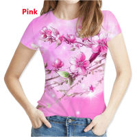 2023 newSummer Womens Fashion T shirt Casual O-neck Short Sleeved Tops Ladies Floral Printed Blouses Loose T-shirts