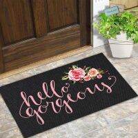 Door Mat Entrance Floor Mat Hello Gorgeous Flower Designed Funny Indoor Outdoor Doormat Non-woven Fabric