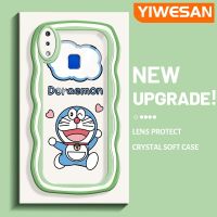 YIWESAN เคสสำหรับ VIVO Y91 Y91i Y95ลายการ์ตูนโดราเอมอนสุดน่ารักขอบเป็นคลื่นที่สร้างสรรค์สีสันสดใสเคสโทรศัพท์โปร่งใสนุ่มป้องกันกล้องปลอกซิลิโคนเคสใสกันกระแทก