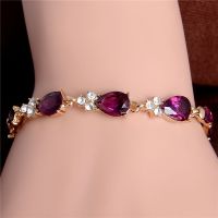 【hot】✇❁♧  Ladys Fashion Gold Plated Drop  5 Colors CZ Stones   Bangles Jewelry wholesale