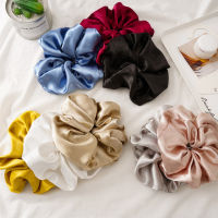 KANPANYI เชือกผม เครื่องประดับผม สีทึบ ซาติน ที่คาดผมยางยืด ที่ใส่ผมหางม้า Scrunchies ขนาดใหญ่ ยางมัดผมใหญ่