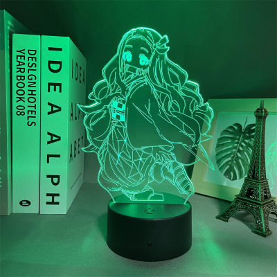 Anime Led Light Kimetsu No Yaiba Nezuko Kamado for Bedroom Decoration Night Light Gift Manga 3d Lamp Demon Slayer Room Decor