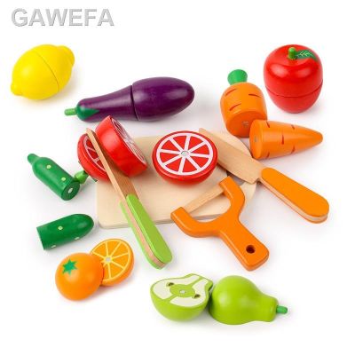 3.6☇◎ Mainan Kayu Mainan Pemotong Buah Sayuran Makanan Timruan Permainan Permainan Dapur Montesori Mainan Pendidikan Dini Unak-Anak