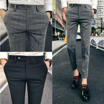 Casual Long Pants For Men Korean Style Cotton Slim Fit Elasticated  Drawstring Trousers Men's Summer High Quality Classic Clothes Straight Cut  Long Pant