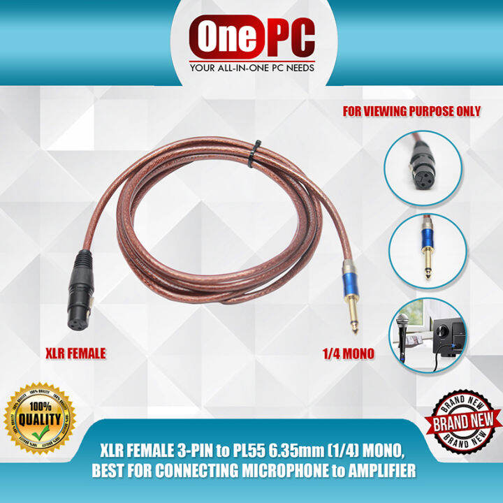 XLR FEMALE 3PIN to PL55 6.35mm (1/4) MONO, BEST FOR CONNECTING