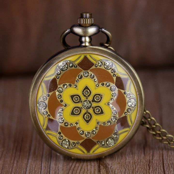 นาฬิกาพกควอตซ์วินเทจพิมพ์ลายเกาหลีแฟชั่นที่เป็นเอกลักษณ์สร้างสรรค์มีสไตล์คู่นาฬิกาควอทซ์-relojes-de-bolsillo