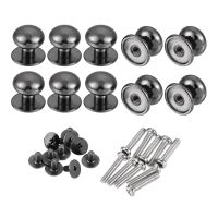 Uxcell 12mm Head Dia. Round Knobs Pull Handle 10pcs Zinc Alloy for Drawer Pulls Gift Box Cabinet Door Knobs with Screw Black