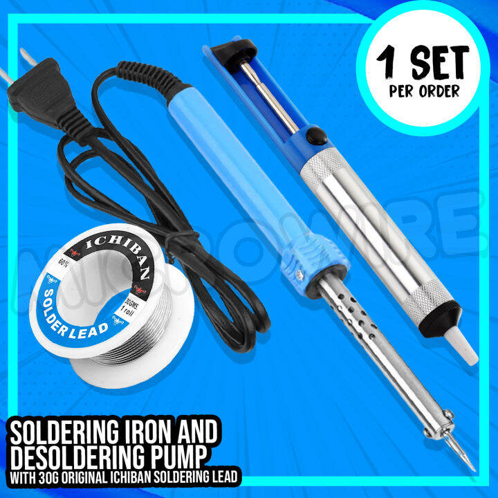 Image showcasing Soldering Iron Plastic Handle 30W W/ Desoldering Pump & Original 30G ...