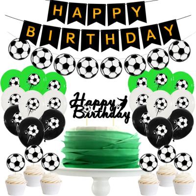 27pcs Happy Birthday Kids Football Theme Party Decoration Soccer Hanging Banner Cake Topper Birthday Party Balloon Decor For Boy