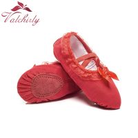 【Love ballet】ลูกไม้ดอกไม้สไลด์เด็กรองเท้าเต้นรำบัลเล่ต์โบว์ตกแต่งสำหรับเด็กผู้หญิง