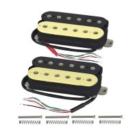 HR-1 Set 2 Pcs Neck and Bridge High Output Alnico 5 Guitar Pickup Double Coil Humbucker Pickups For Electric Guitar (Cream+Black)