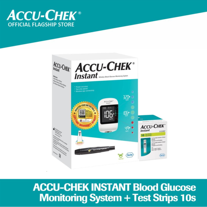AccuChek Instant Blood Glucose Monitoring System + Test Strips 10s
