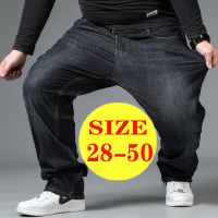 ชายขนาดใหญ่10XL กางเกงยีนส์สีดำขนาดใหญ่เอวสูงกางเกงขายาวทรงหลวมสามีขนาดพิเศษกางเกงผ้าเดนิมทรงหลวมสีฟ้ากางเกงยีนส์ชาย Xiaoyou
