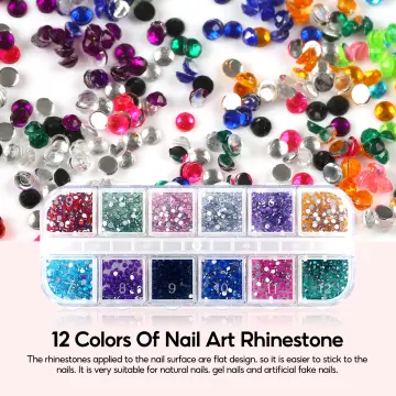 COSCELIA Colorful Rhinestones for Nails Gold Rivet Glitter Sequins Foil  Paper 12 Colors Nail Foil Flakes Shell Pattern Nail Art DIY Tool Kit