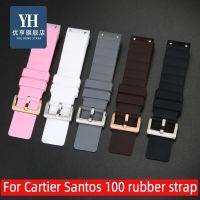 Rubber Watch Strap for Cartier Santos Sandoz Santos 100 Silicone Watch Strap Men and Women Black 23mm