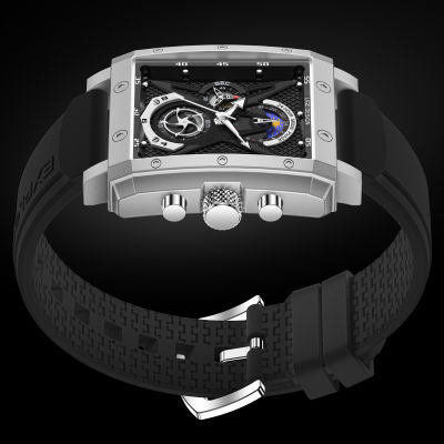 Mens Watch LIGE Luxury Square Sport Waterproof Watch for Men Silicone Strap Wristwatch Quartz Watches Men Relogio Masculino+Box