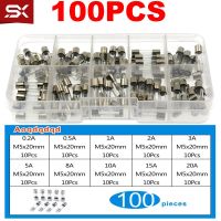 100PCS 5x20mm Glass Tube Fuse Kit 0.2A 0.5A 1A 2A 3A 5A 6A 8A 10A 15A 250V Car Motorcycle Electrical Fast Quick Blow Glass Fuses Fuses Accessories