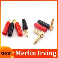 Merlin Irving Shop 1pair Gold Plated Copper 4mm Banana Plug Connector jack Adapter Solder-Free Screw right angel straight Audio Speaker